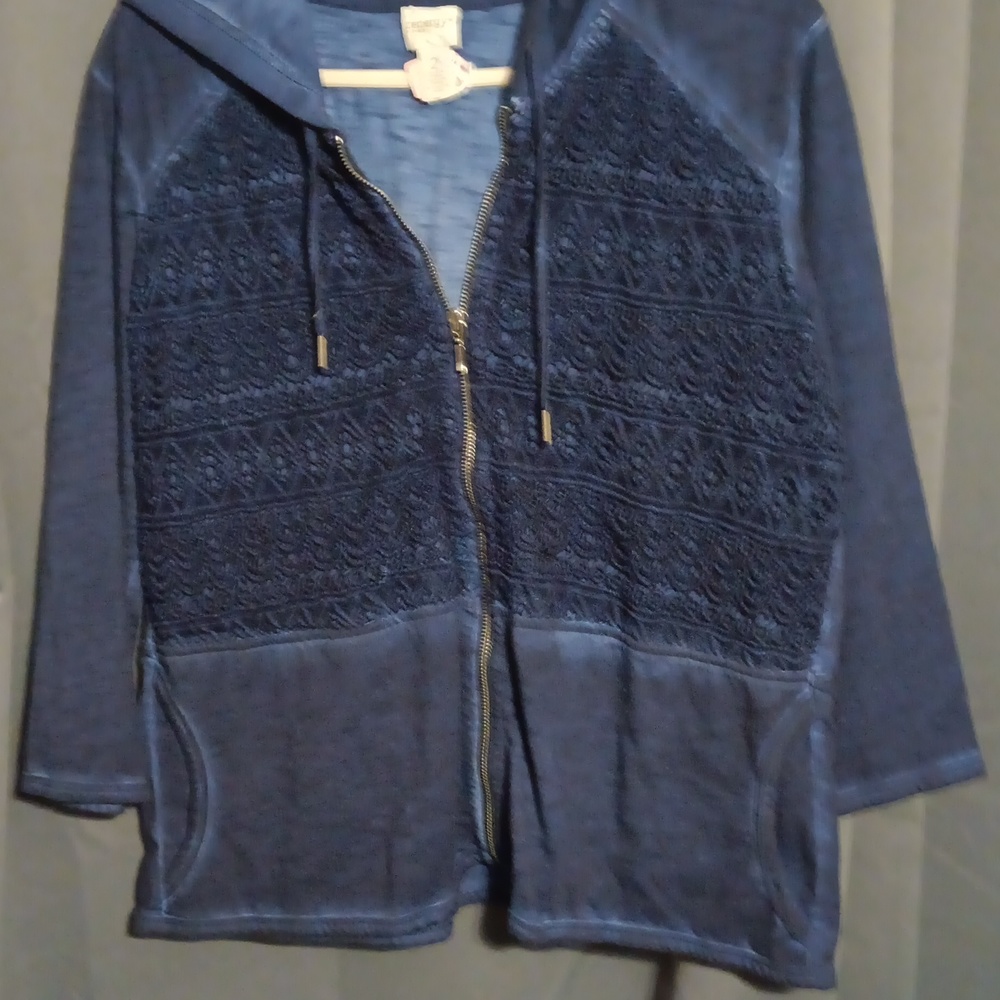 Zenergy blue zip up sweater